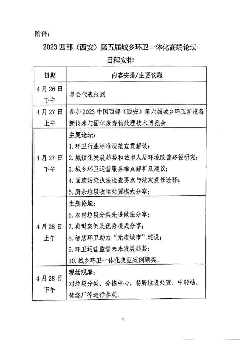 关于转发《关于举办2023西部(西安)第五届城乡环卫 一体化高端论坛的通知》的通知