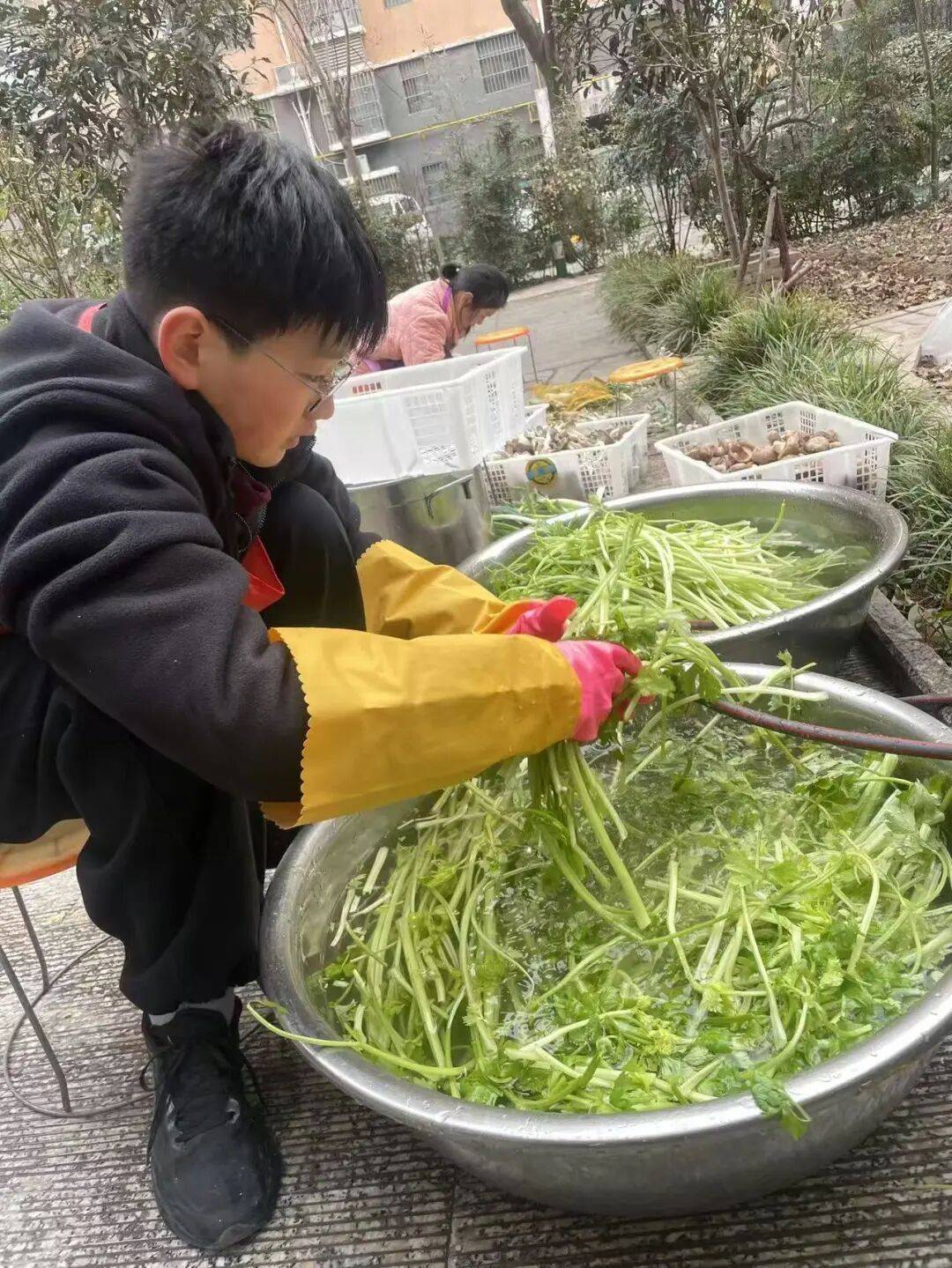 至暖意盈环卫 少年爱心润饺香——淮阳中学七年级学生李俊泽为环卫工人送上亲手制作的蒸饺